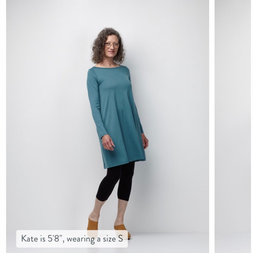 Wool& Wooland Merino Wool Rowena dress size Large Long Dusty Blue